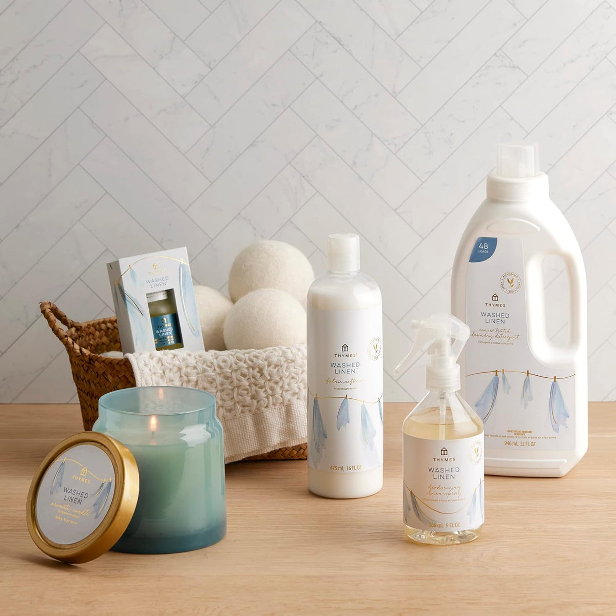 Thymes Wool Dryer Balls Set – Includes 3 Wool Laundry Balls + 1 Scented Laundry Fragrance Oil for