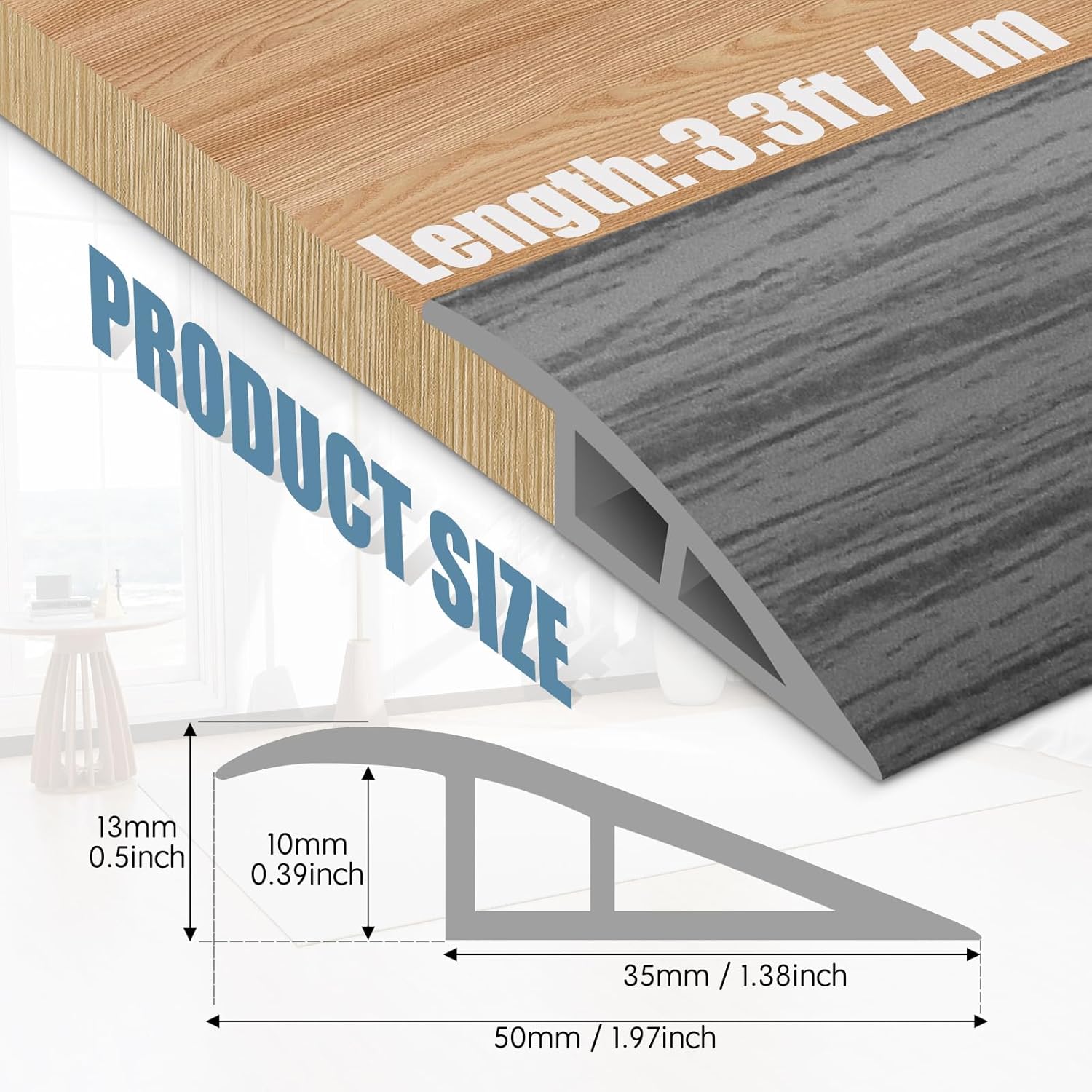 Floor Transition Strip Door Threshold 39" Floor Transition Reducer Trim on The Edges Threshold