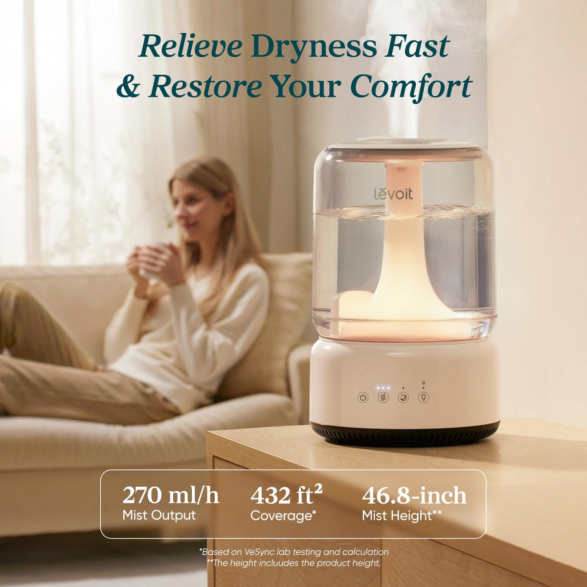 Levoit Humidifiers for Bedroom 4.2L Top Fill for Large Room, NeoClassic 450