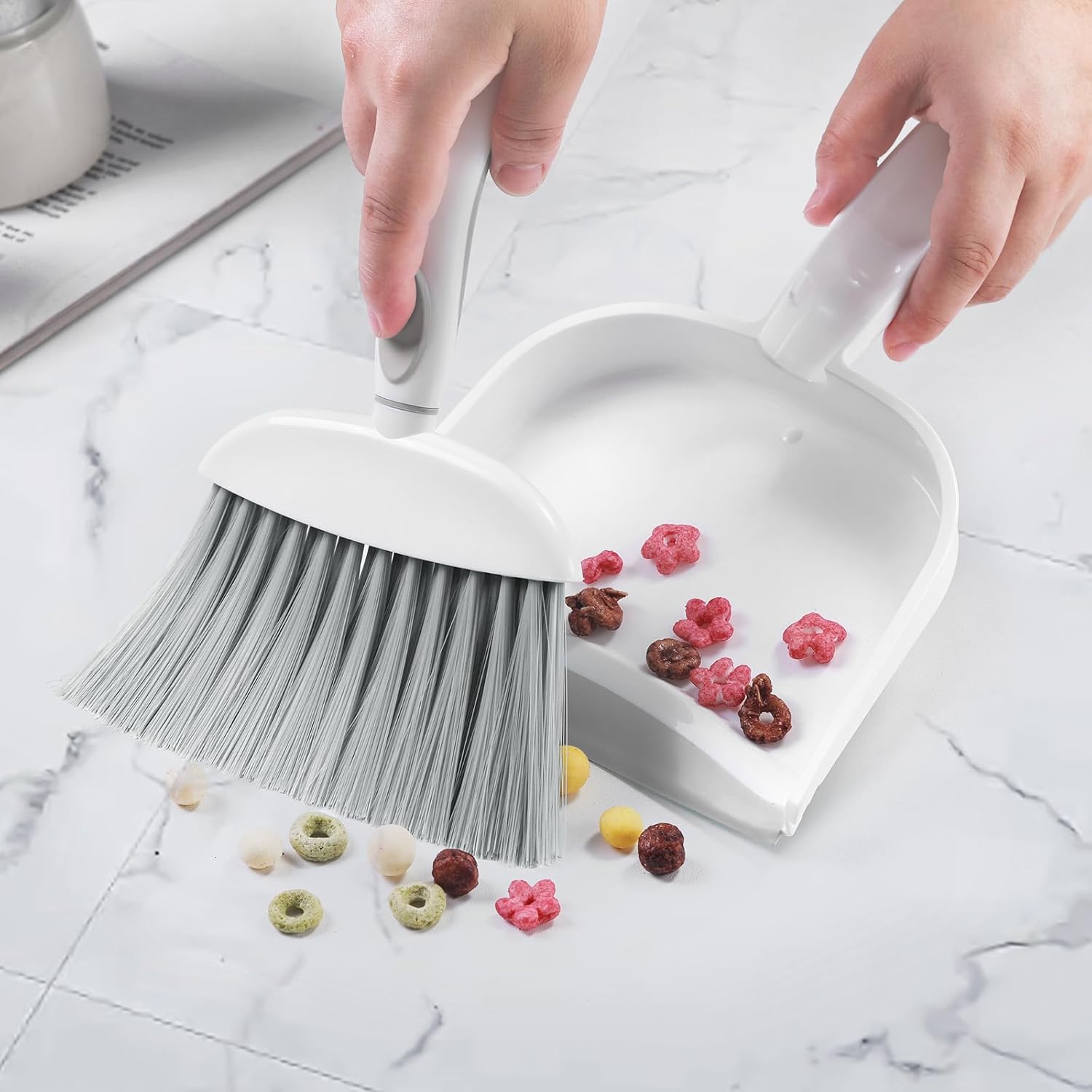 NACENA Small Dust Pan and Brush Set, Mini Broom and Dustpan Set Small Hand Broom and Brush Combo