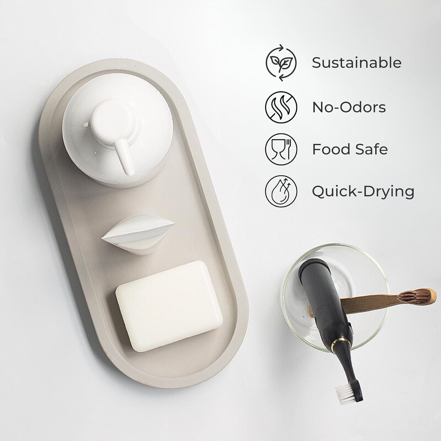 Selegna Diatomaceous Earth Stone Sink Tray - Quick Drying, Reversible Tray for Kitchen & Bathroom