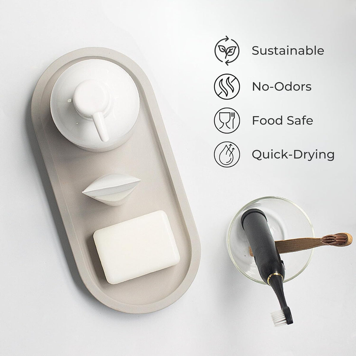 Selegna Diatomaceous Earth Stone Sink Tray - Quick Drying, Reversible Tray for Kitchen & Bathroom