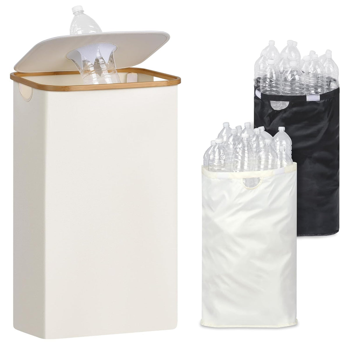 29 Gallons Recycling Bins for Kitchen, Indoor Recycle Bins with Lid, 110L Large Recycle bin with 2