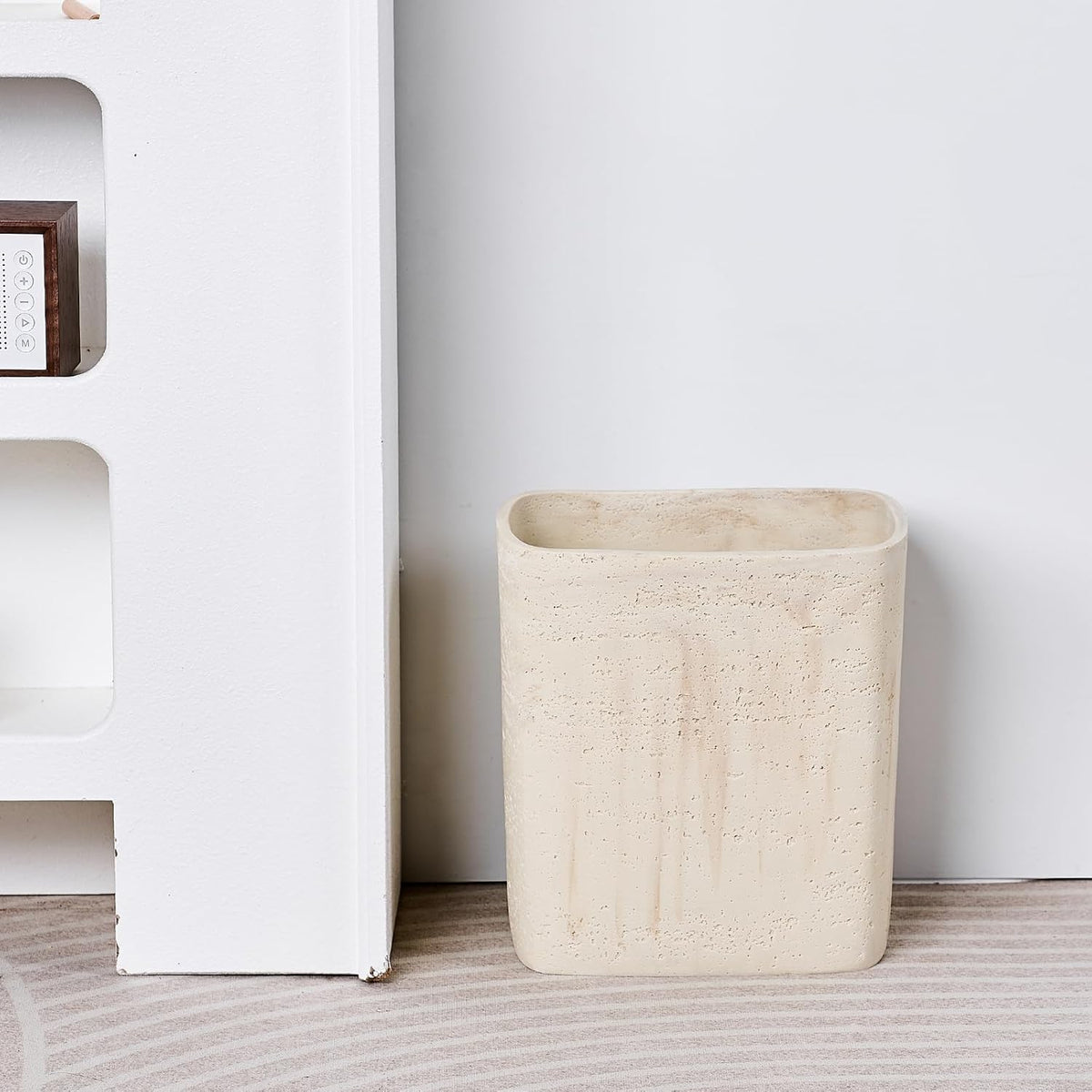 Polytree Natural Travertine Textures Bathroom Trash Can 1.8 Gallon(7 Liter) Small Kitchen Garbage