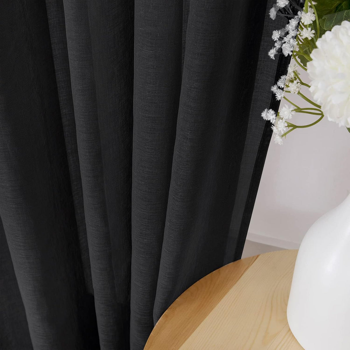 Tollpiz Short Sheer Curtains Linen Textured Bedroom Curtain Sheers Light Filtering Rod Pocket Voile