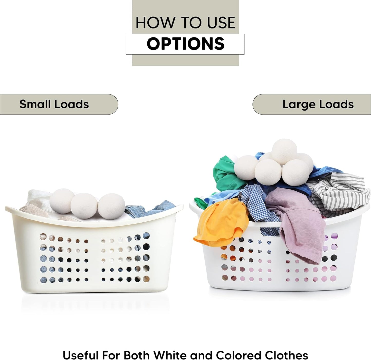 RAYTRADE Wool Dryer Balls 6-Pack 100% Made of Organic New Zealand Wool Reduces Clothing Wrinkles