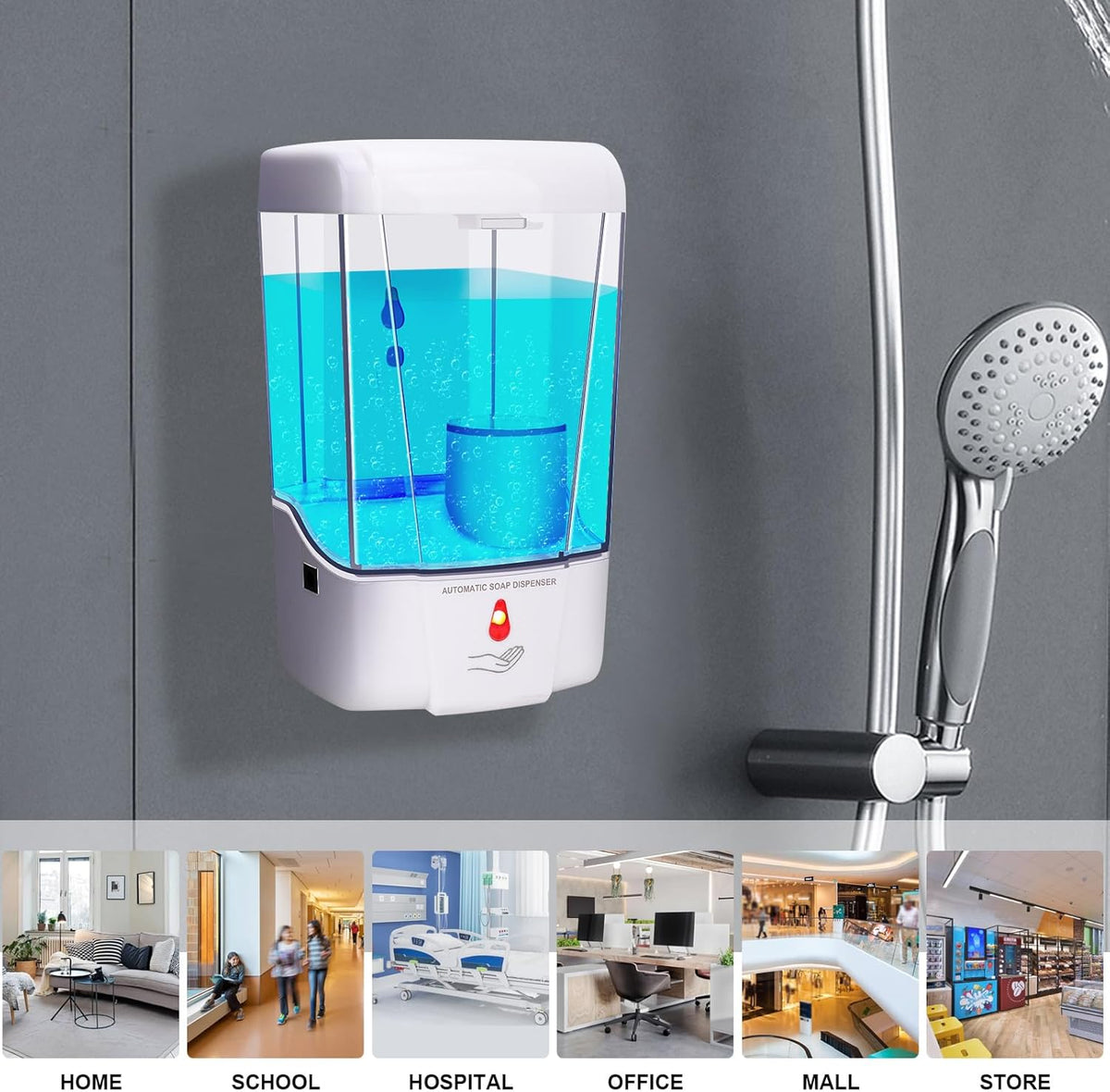 Automatic Soap Dispenser Wall Mounted: 700ml/23.7oz Commercial Hand Soap Dispenser Wall Mount