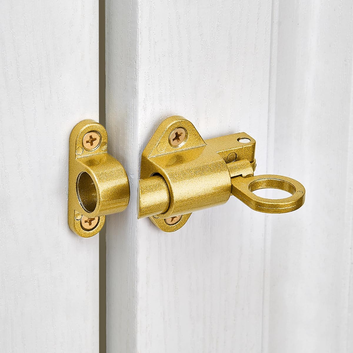 2 Packs Self-Closing Latches，Gold Spring Door Lock，Resilient Bolt Latch Aluminum Alloy Safety