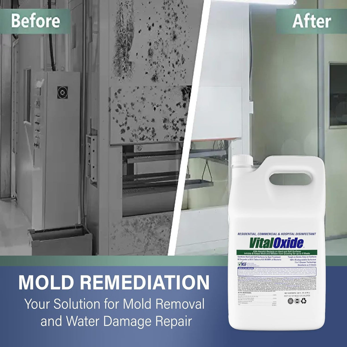 Vital Oxide Disinfectant, Deodorizer, Cleaner, Food-Contact Sanitizer, Virucide – (EPA registration