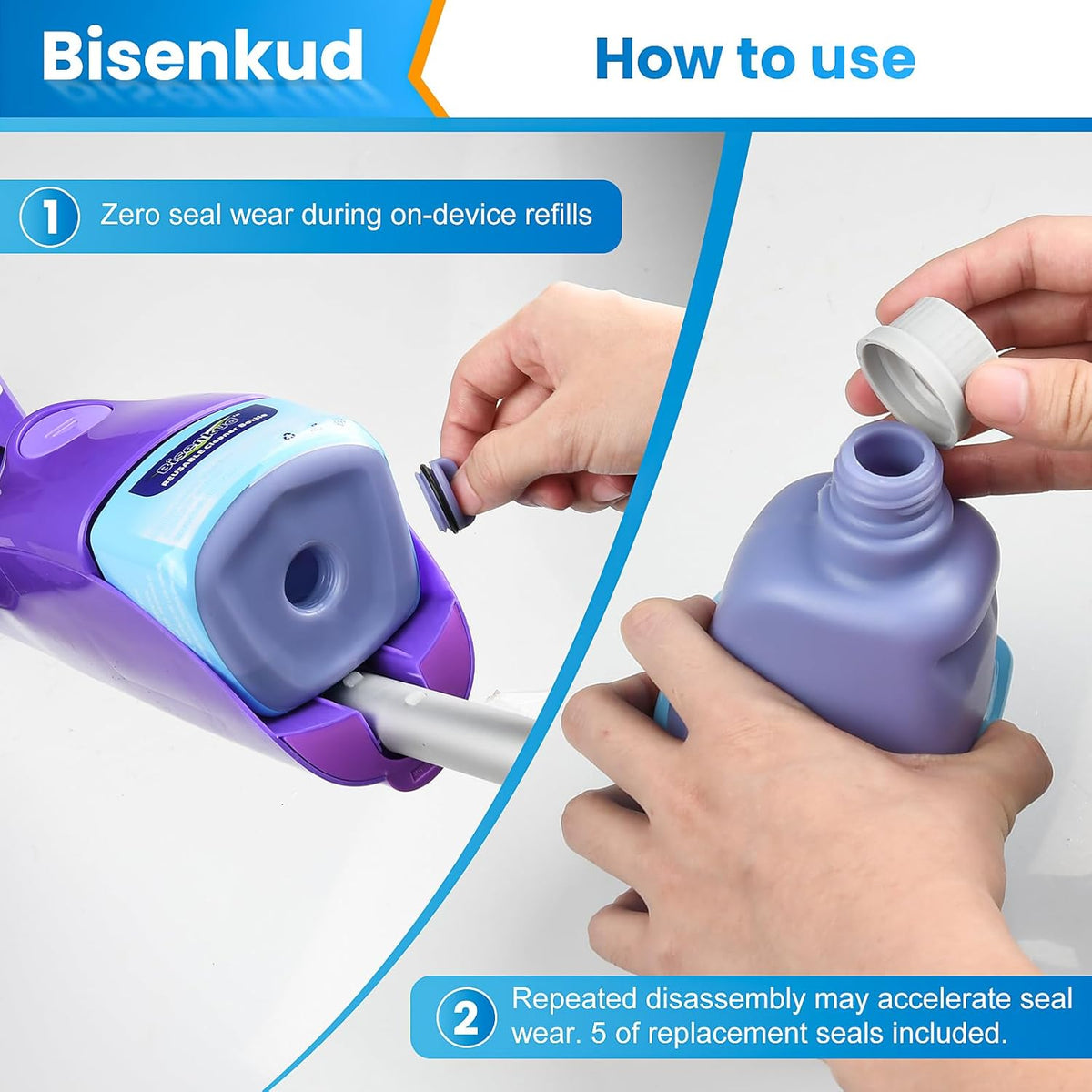 Refillable Bottle for Swiffer Wet Jet Mop - 500ml /17 FL OZ - Leak-Proof HDPE Solution Bottle