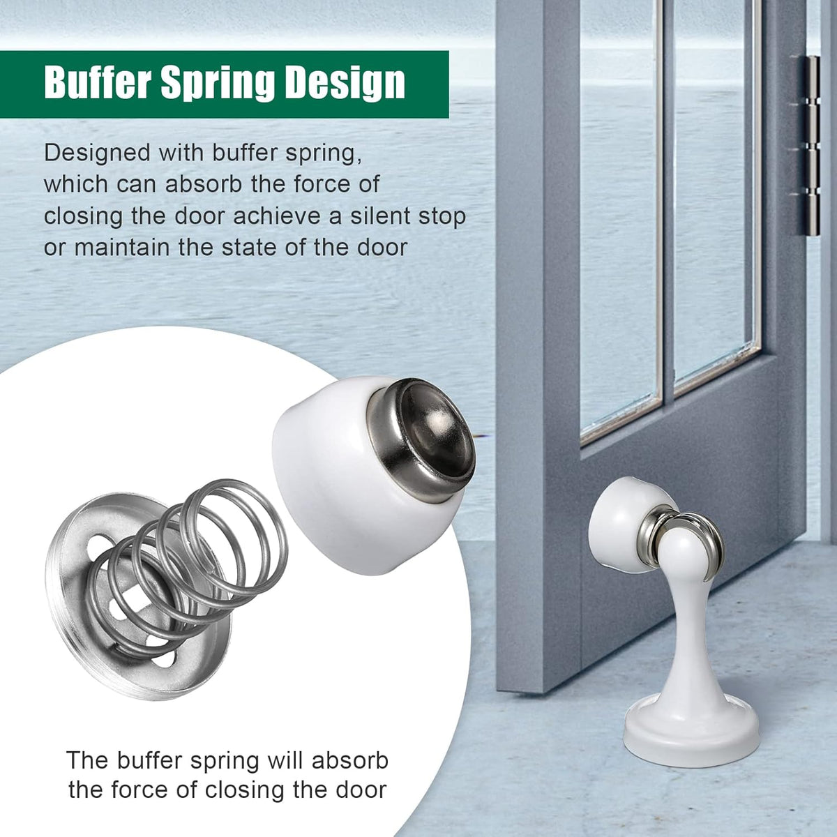 8 Pcs Magnetic Door Stoppers Stainless Steel Door Stops Magnetic Catch Holder with Screws for Wall