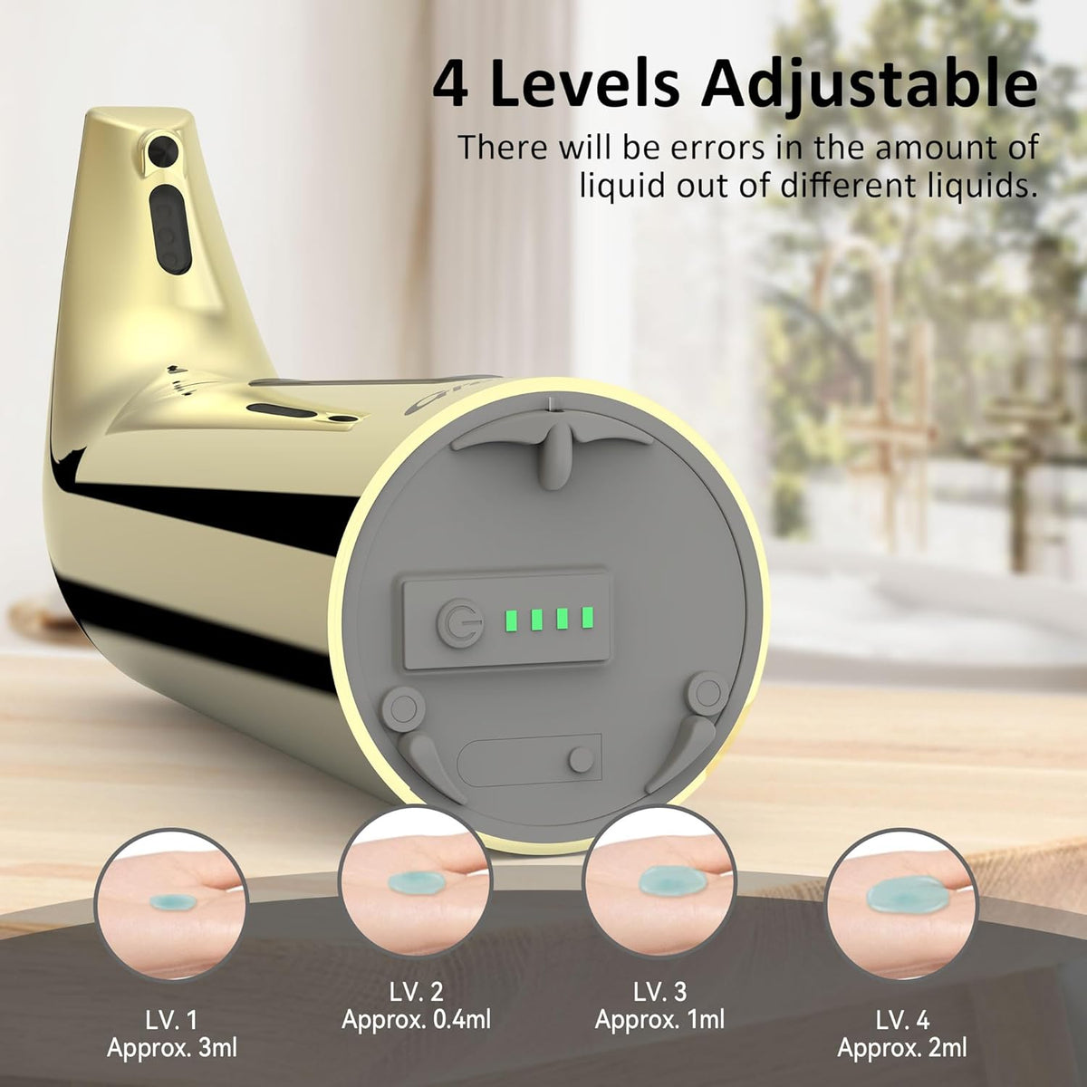 Convenient Automatic Soap Dispenser,4 Adjustable Levels Touchless Hand Sanitizer Pump with Infrared