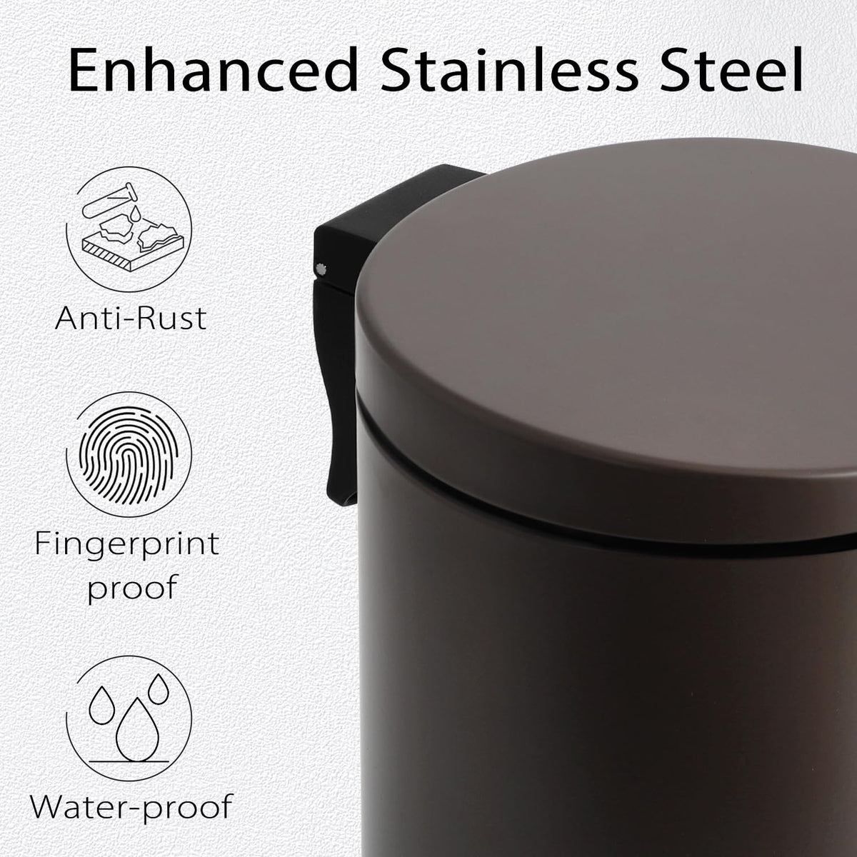 TIPGO Small Trash Can with Lid Soft Close, 4.5 Liters / 1.2 Gallon Bathroom Garbage Can, Mini Step