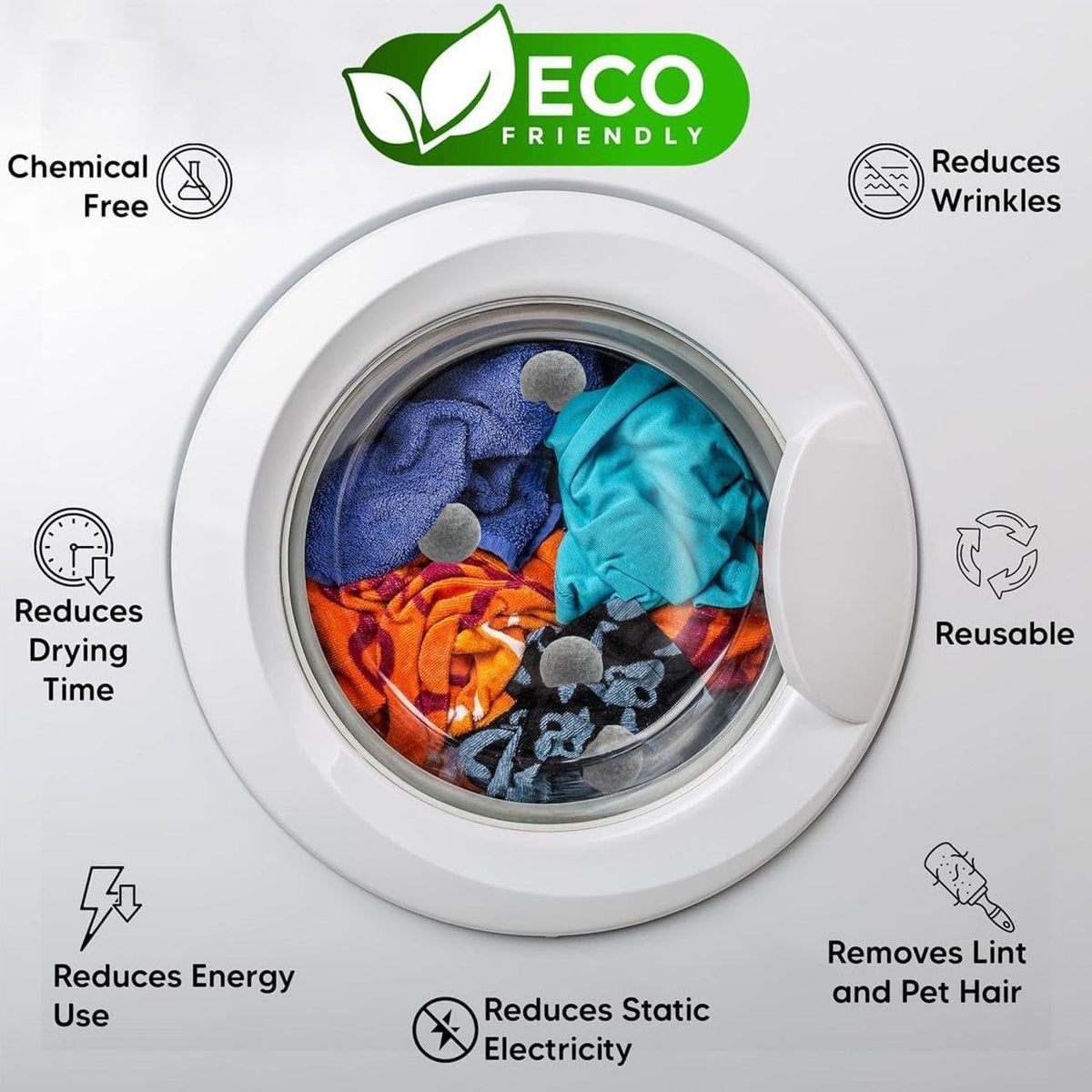 RAYTRADE Wool Dryer Balls 6-Pack 100% Made of Organic New Zealand Wool Reduces Clothing Wrinkles