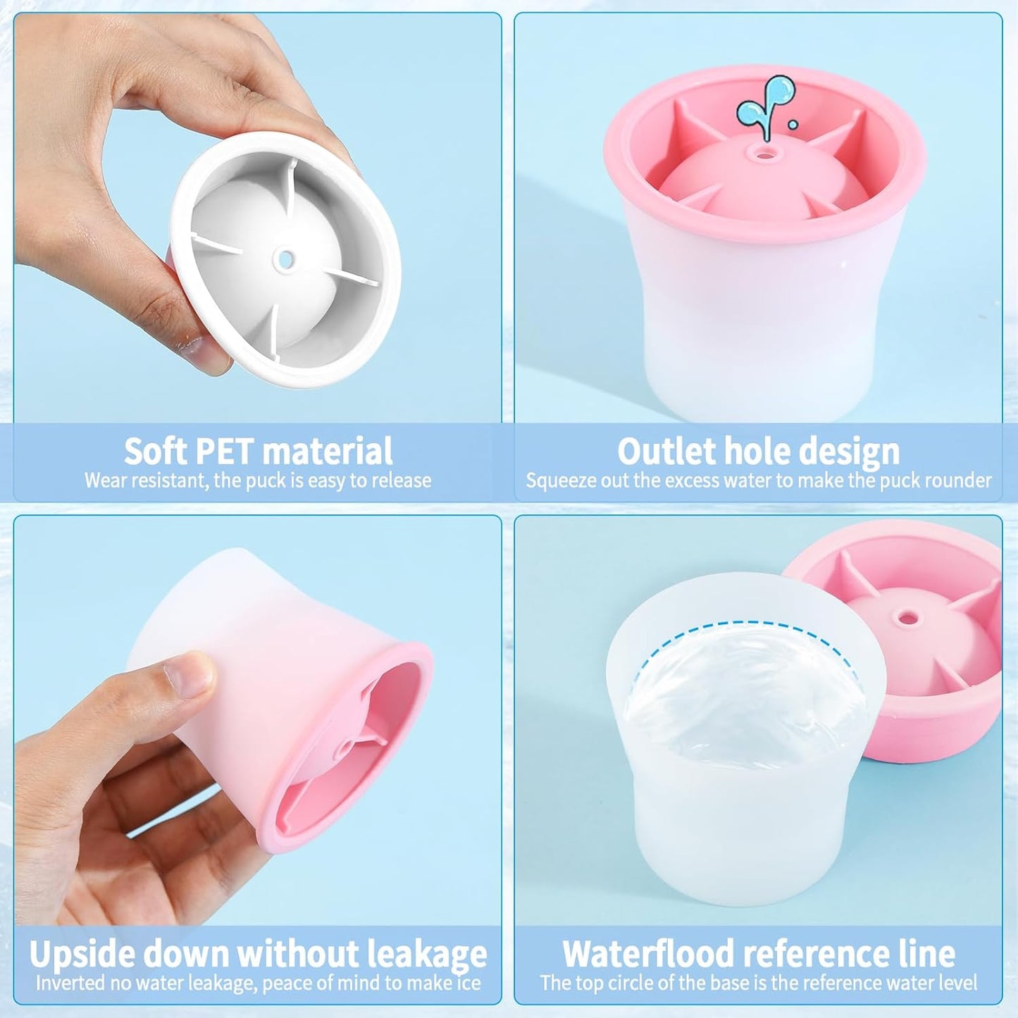 Round Ice Cube Molds 6 Pieces, Silicone Sphere Ice Mold Maker, Stackable Easy Release Circle Ice