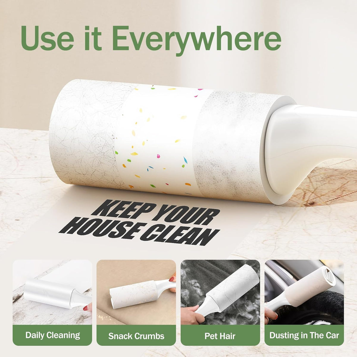 Extra Sticky Lint Roller for Pet Hairs 100 Sheets Lint Rollers with Reinforced 1 Handles and Tough
