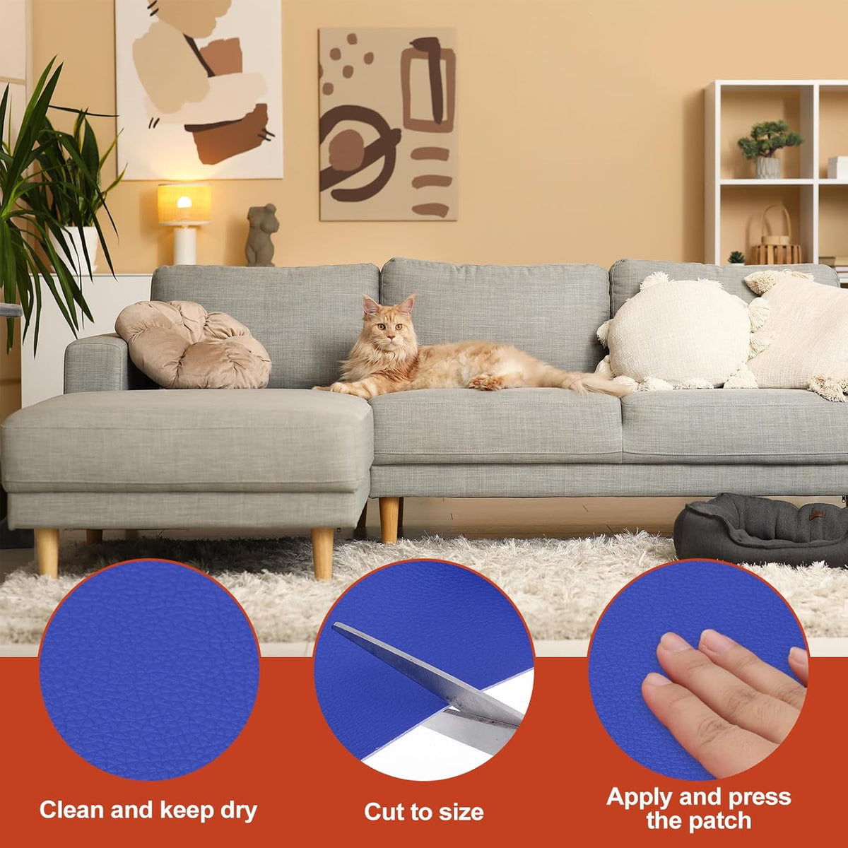 PATIKIL Leather Patches Tape for Furniture, 3.2 x 61 Inch Self Adhesive Vinyl Leather Repair Kit