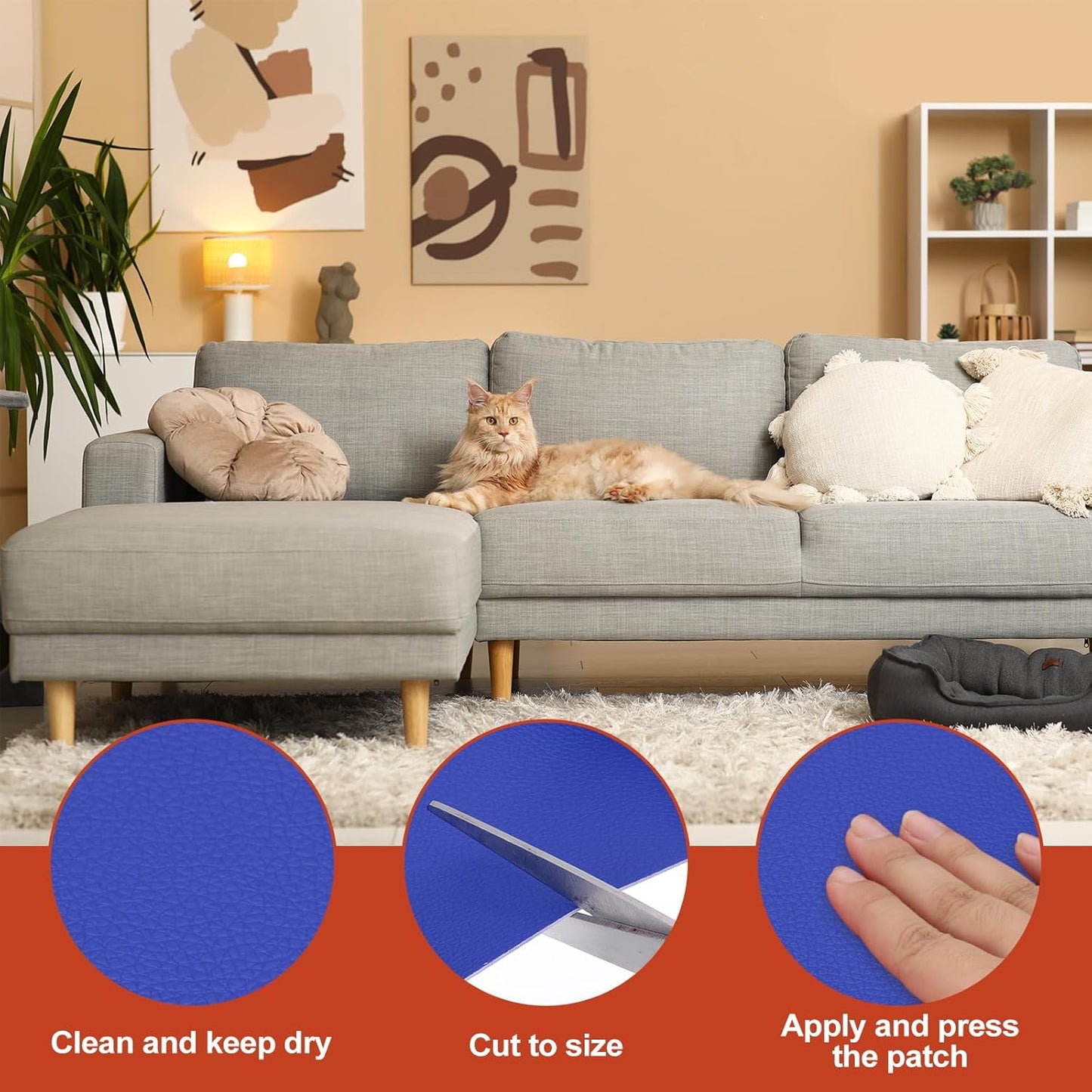 PATIKIL Leather Patches Tape for Furniture, 6.3 x 61 Inch Self Adhesive Vinyl Leather Repair Kit