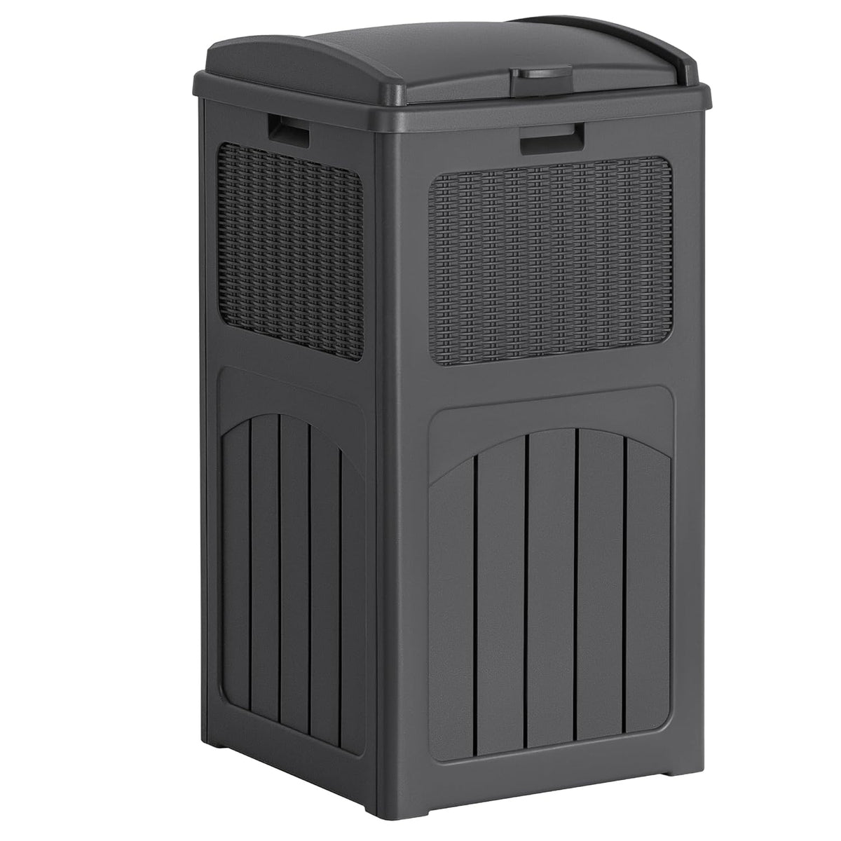 Flamaker 30 Gallon Trash Can, Resin Outdoor Garbage Can with Lid, Waterproof Hideaway Patio Waste