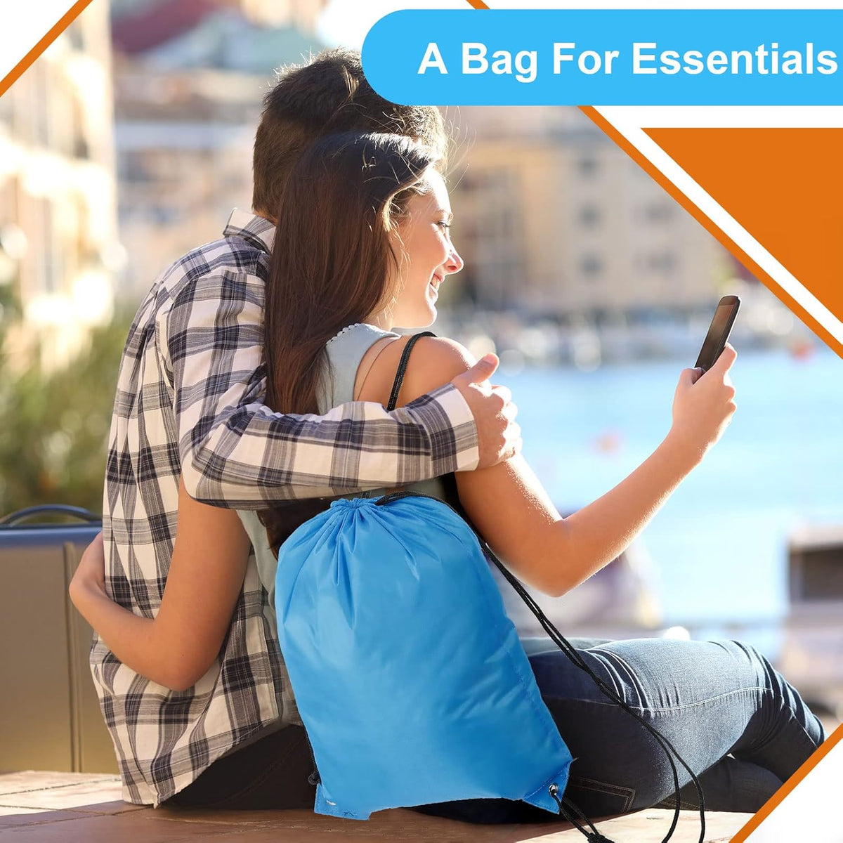 Shappy 100 Pieces Drawstring Bag Gym Portable String Sack Backpacks Polyester Blank Cinch