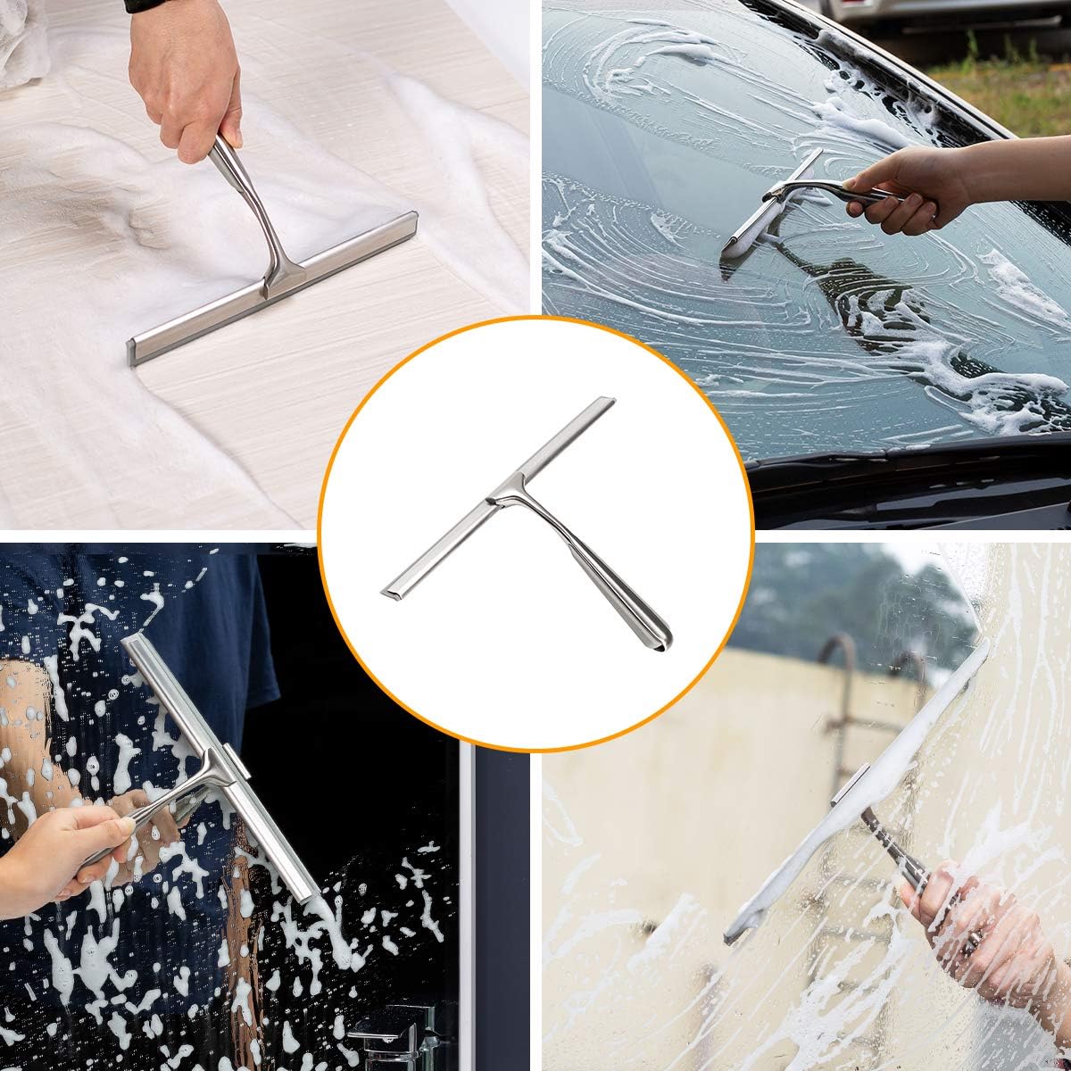 Shower Squeegee for Shower Doors 10 Inch Bathroom Squeegee for Windows,Kitchen,Mirror and Car