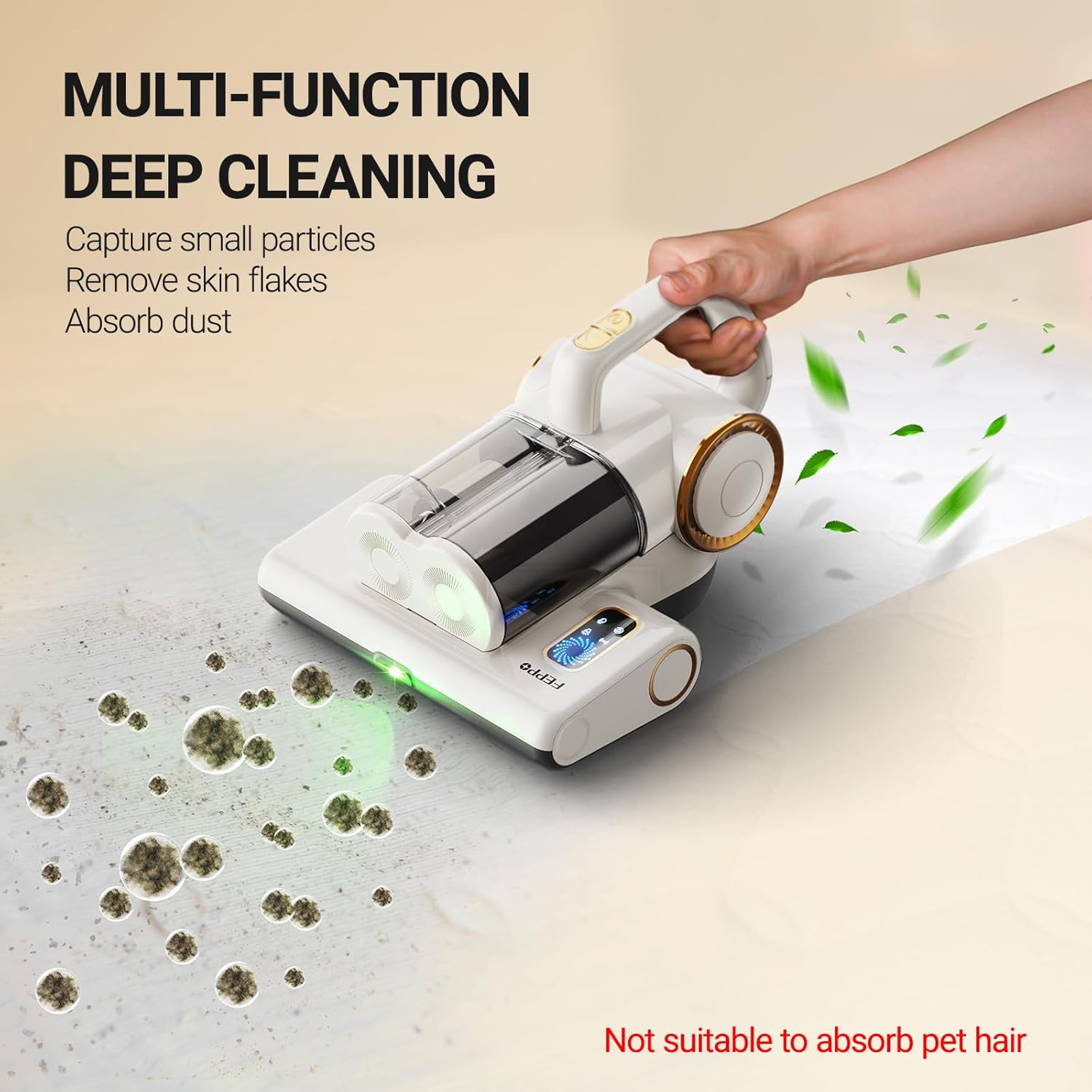 FEPPO Mattress Vacuum Cleaner, 16Kpa Bed Vacuum Cleaner with 253.7nm UV-C Light, 140°F Heat, HEPA