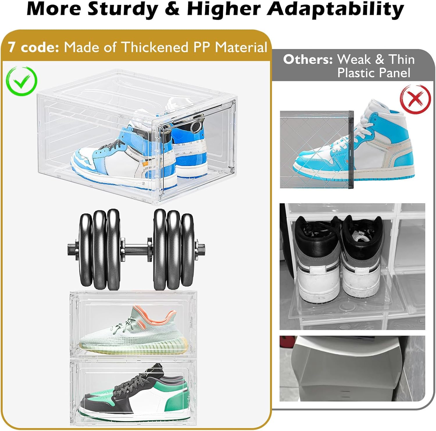 12 Pack Clear Shoe Storage Organizer with Magnetic Door,Stackable Plastic Shoe Boxes for