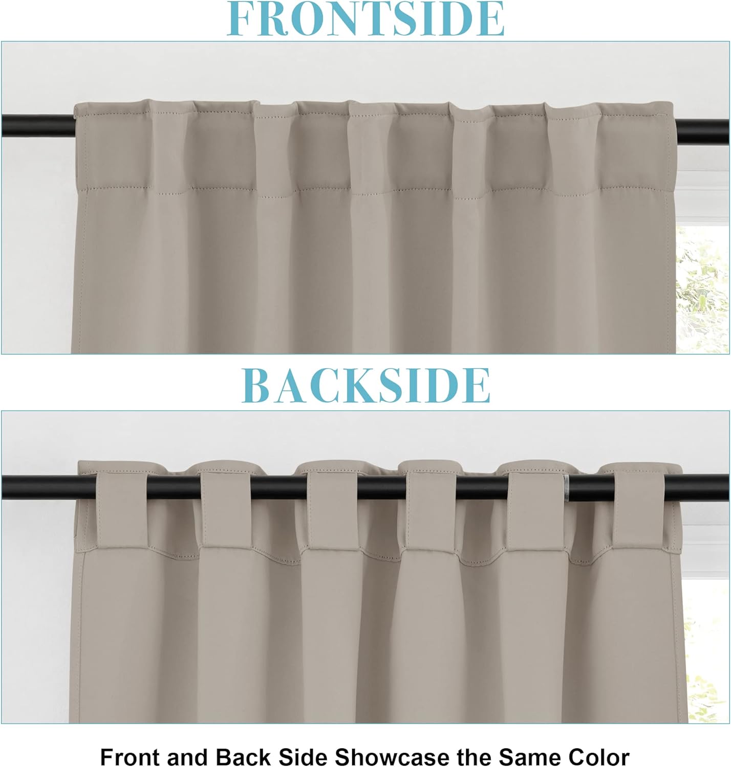 RYB HOME Blackout Curtains 80 inches Long Thermal Insulating Large Window Curtains for Living Room