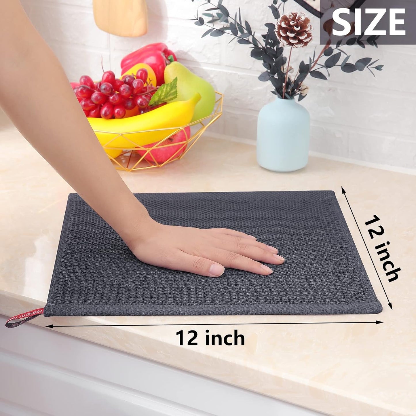Homaxy 100% Cotton Waffle Weave Kitchen Dish Cloths, Ultra Soft Absorbent Quick Drying Dish Towels