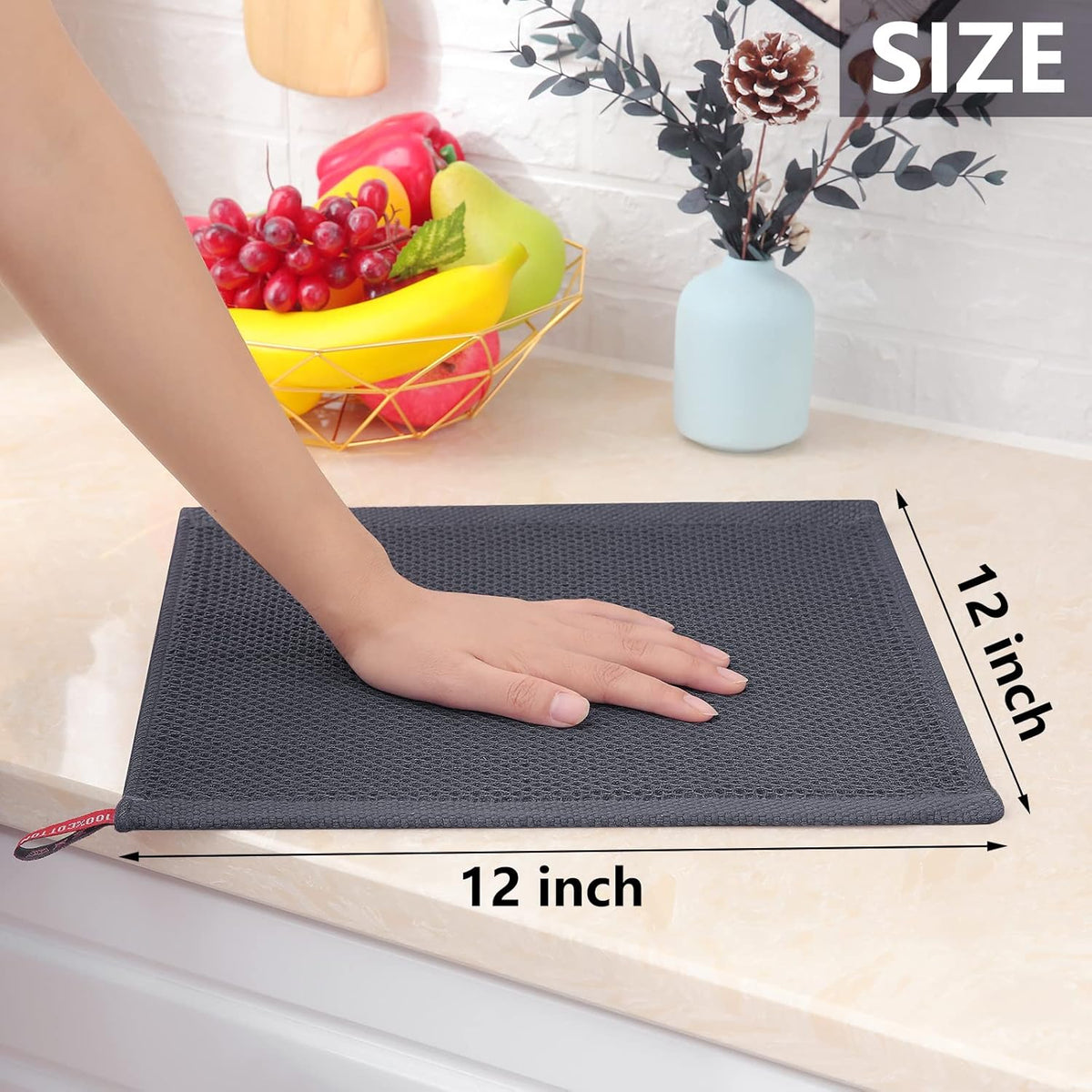 Homaxy 100% Cotton Waffle Weave Kitchen Dish Cloths, Ultra Soft Absorbent Quick Drying Dish Towels