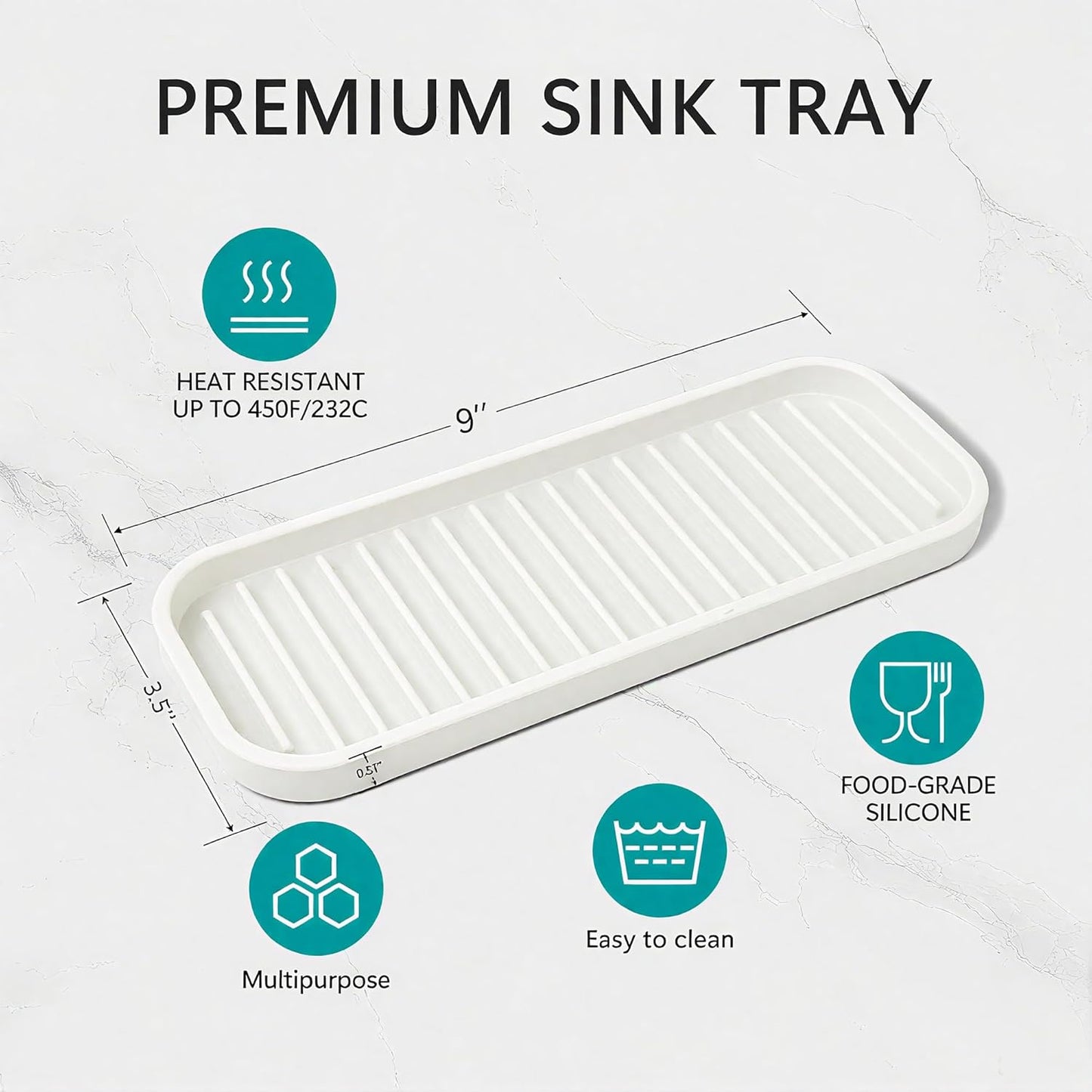 Mofason Silicone Sponge Holder, Tray for Soap and Sponge, Kitchen Sink Tray, Accessories to Help