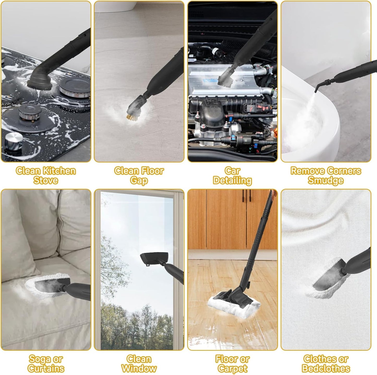 Steam Cleaner, Multipurpose Portable Canister Steamer，Portable Steam Cleaner with 27Accessories, 3