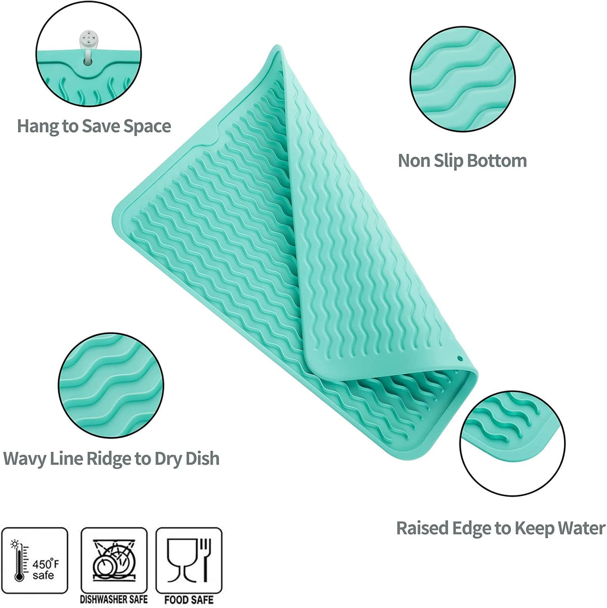 Silicone Dish Drying Mat for Multiple Usage,Easy clean,Eco-friendly,Heat-resistant Silicone Mat for
