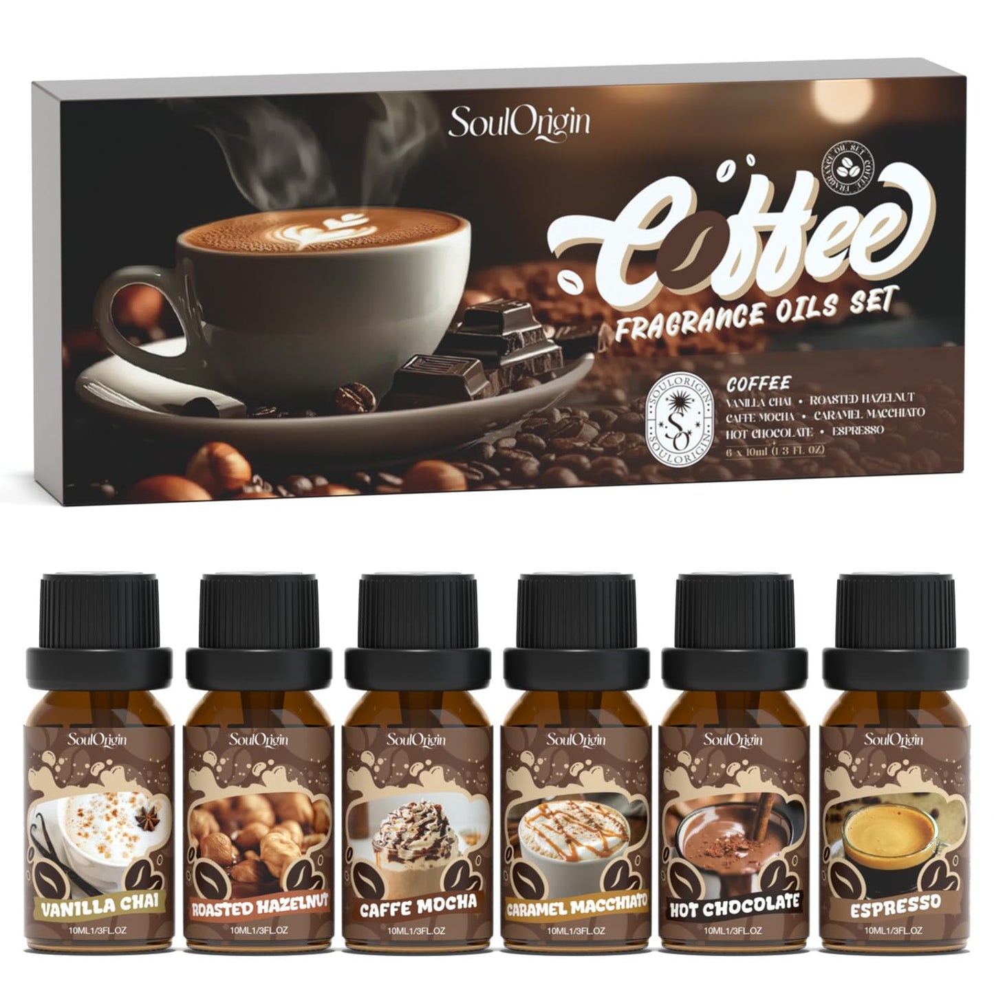 Coffee Fragrance Oils Set, Essential Oil for Diffuser, Diffuser Oil, Use for Soap Candle