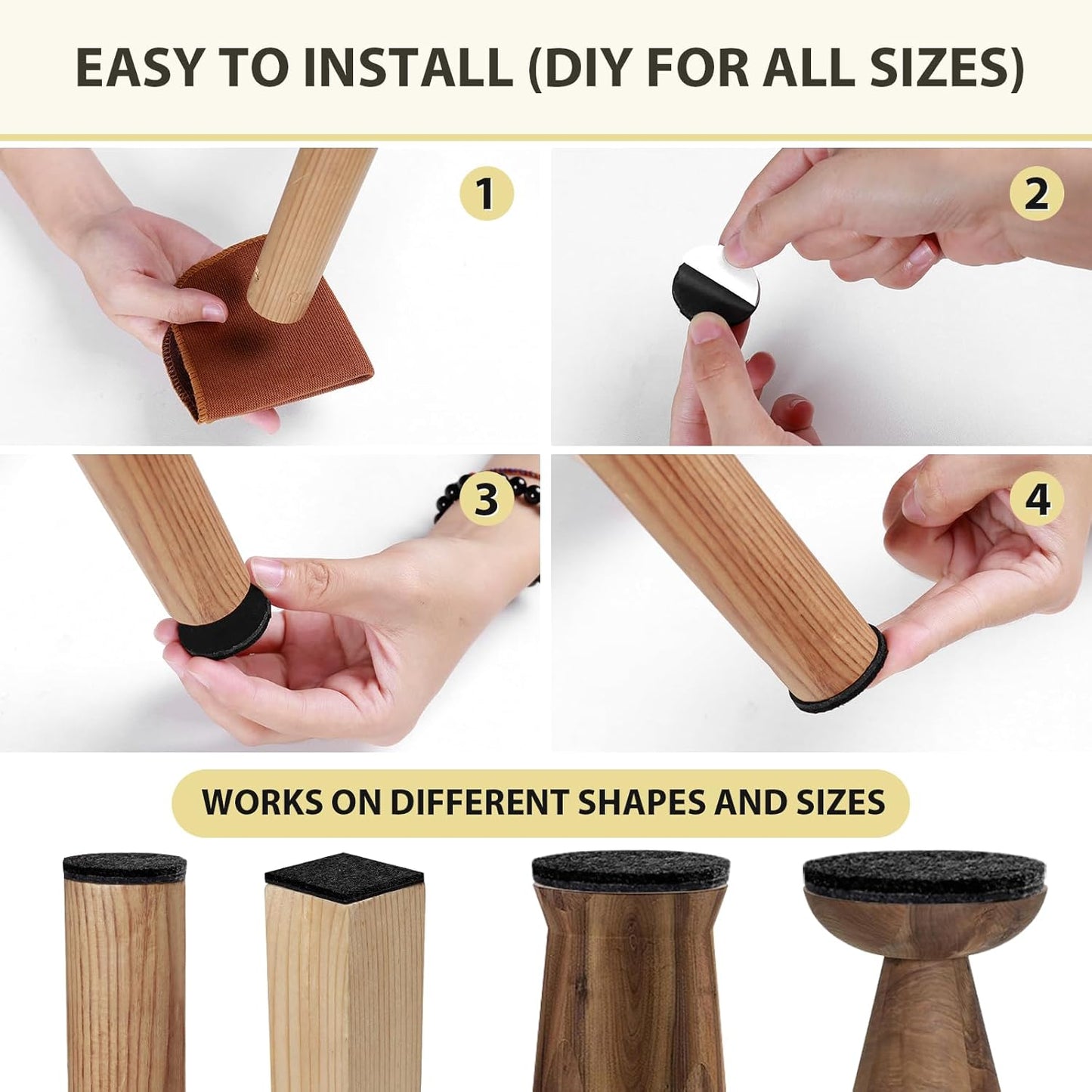 Ezprotekt 330 Pcs Felt Furniture Pads for Hardwoods Floors, Self Adhesive Cuttable Chair Felt Pads