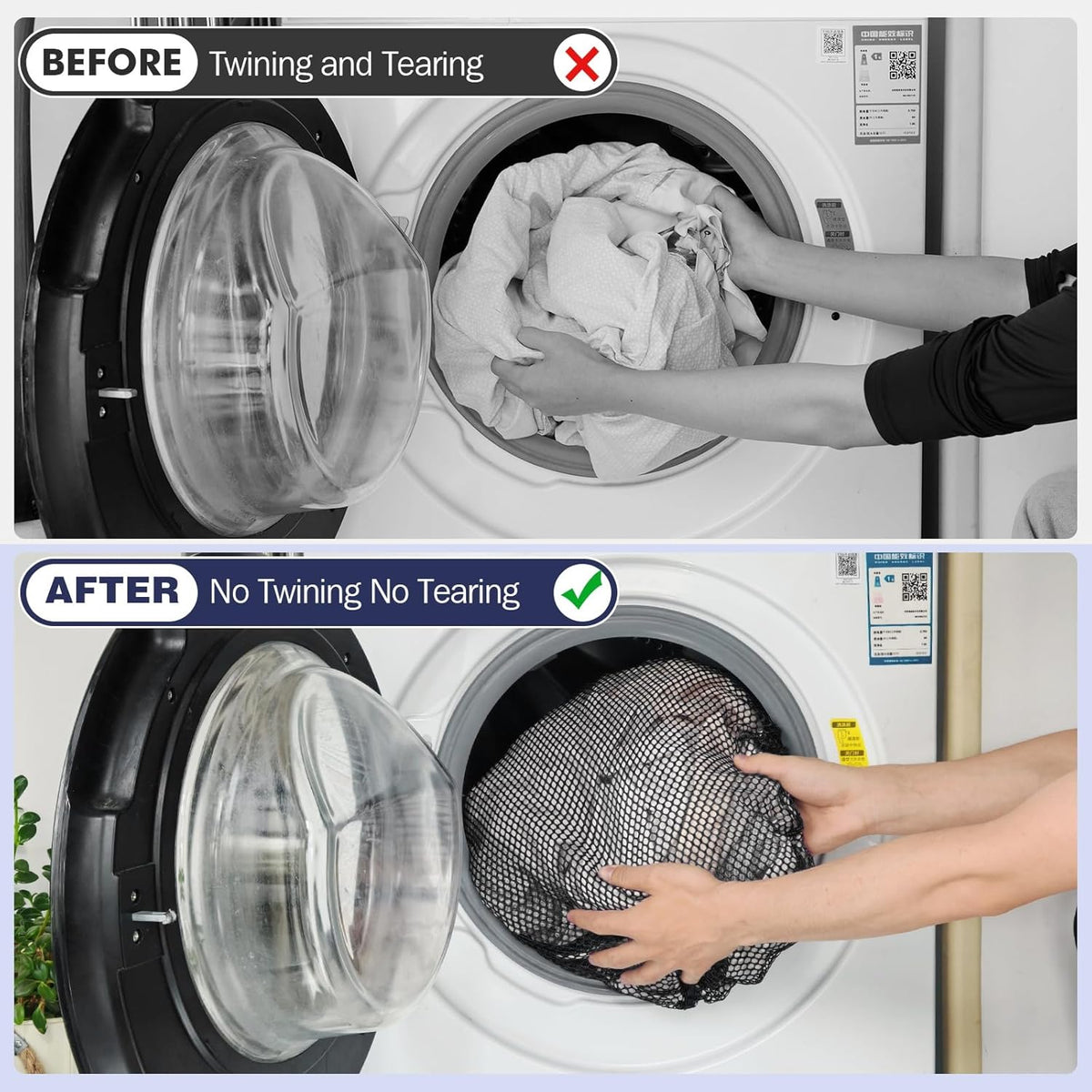 3Pcs Mesh Laundry Bags Washing Machine Mesh Wash Bags Jumbo for Delicates Clothes,Bed Linen,Toys