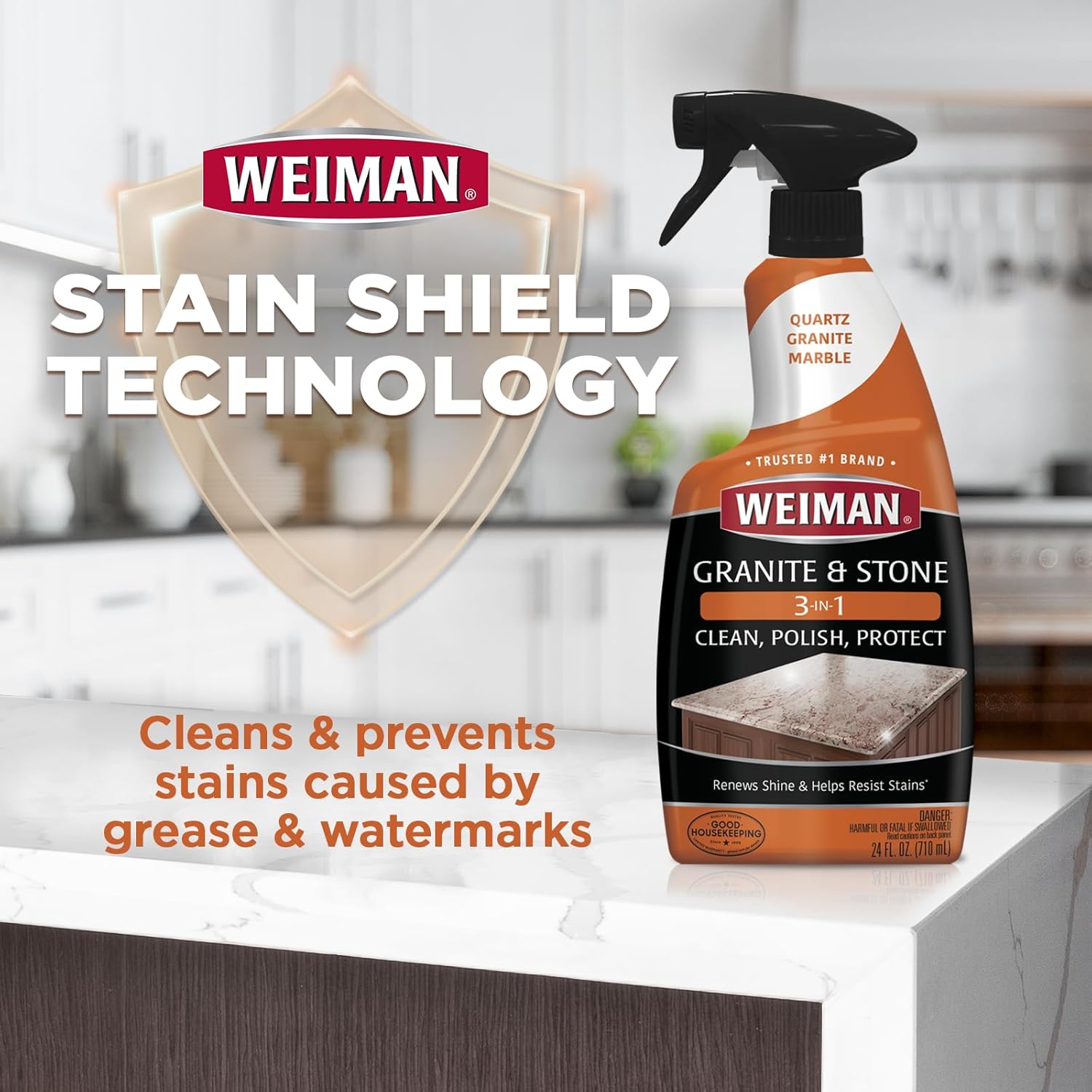 Weiman Complete Countertop Clean & Protect Kit - For Granite, Marble, Quartz & Stone - Granite &