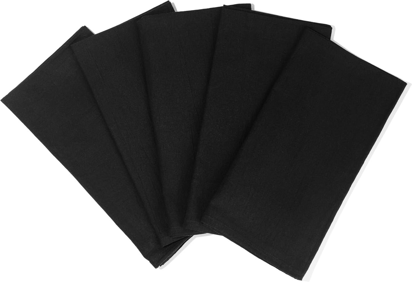 Black Flour Sack Tea Towels - 100% Cotton, 27"x27", 5 Pack, Highly Absorbent Dish Towels