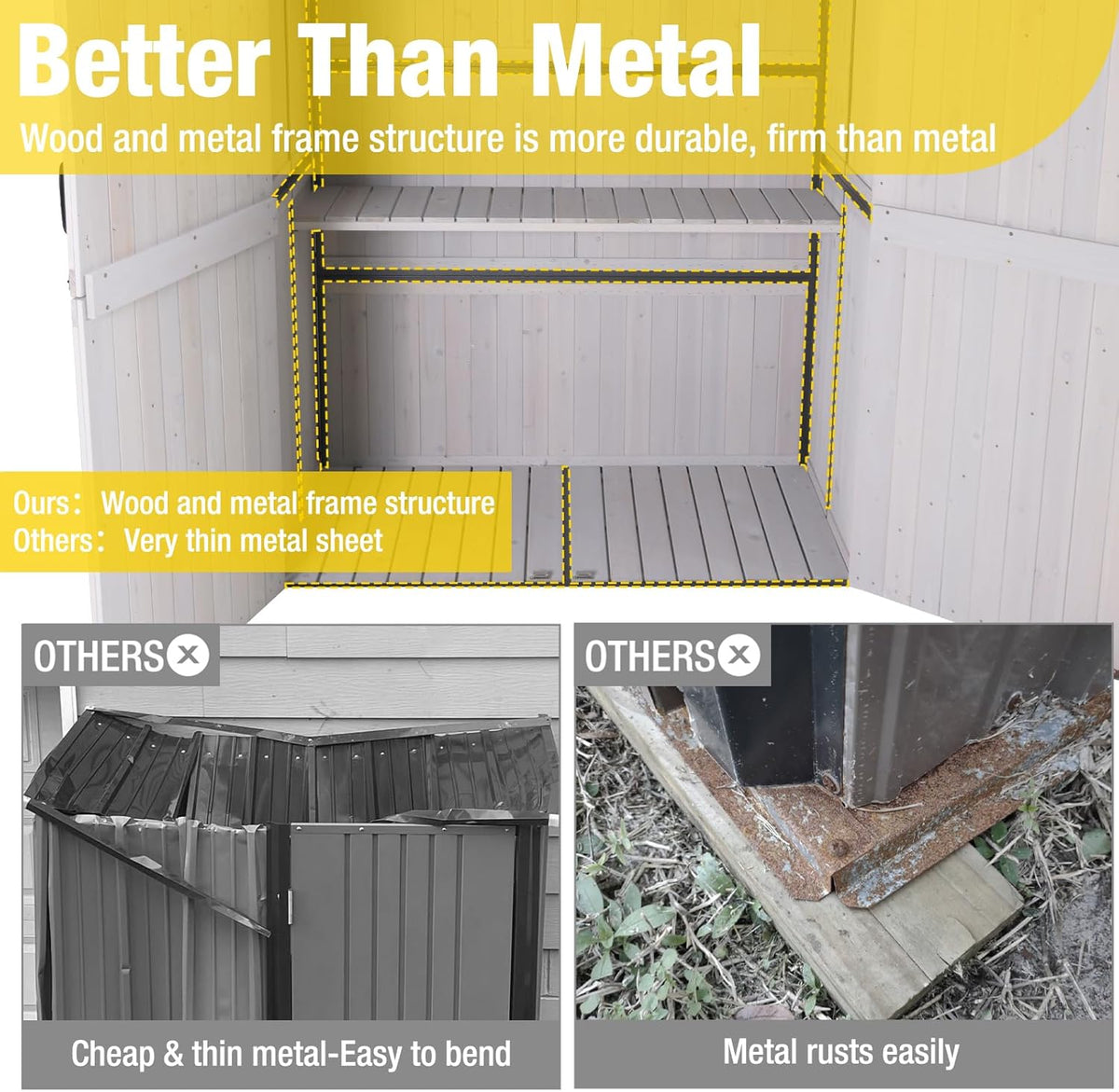 Aivituvin Outdoor Storage Shed Upgraded with Strong Metal Frame Garden Tool Shed Storage House