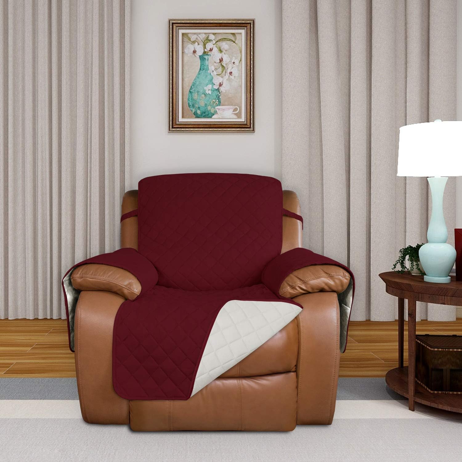 PureFit Reversible Quilted Sofa Cover, Water Resistant Slipcover Furniture Protector, Washable