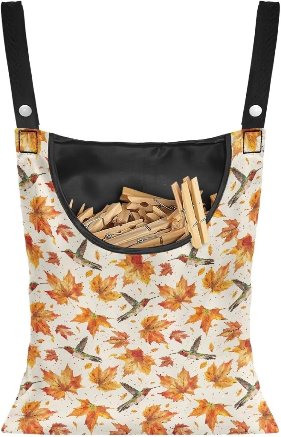 Maple Leaf Large Capacity 14.5 x 12 Inch Clothespin Bag with Hanging Hook Hummingbird Waterproof