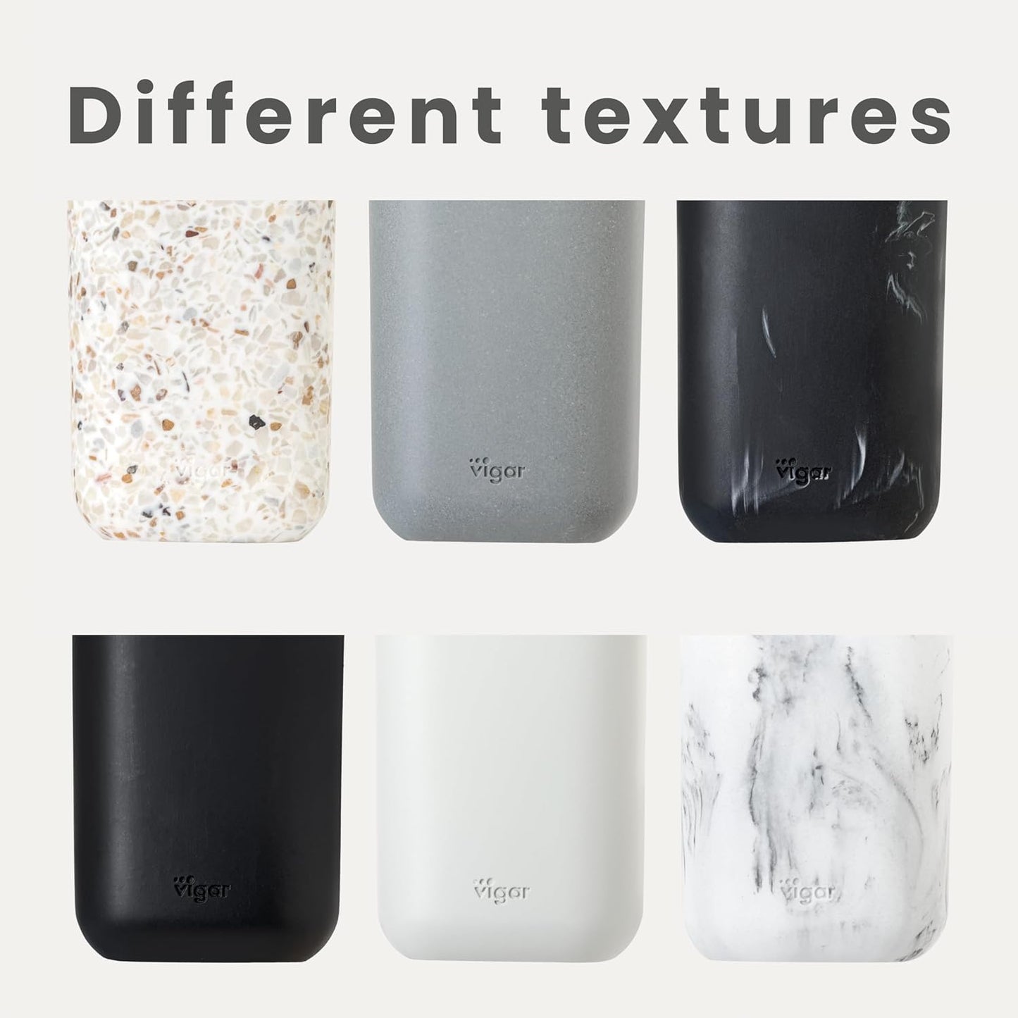 Vigar Zense Toilet Brush and Holder Set, Toilet Bowl Brush with Polyresin Stone Holder, Bathroom