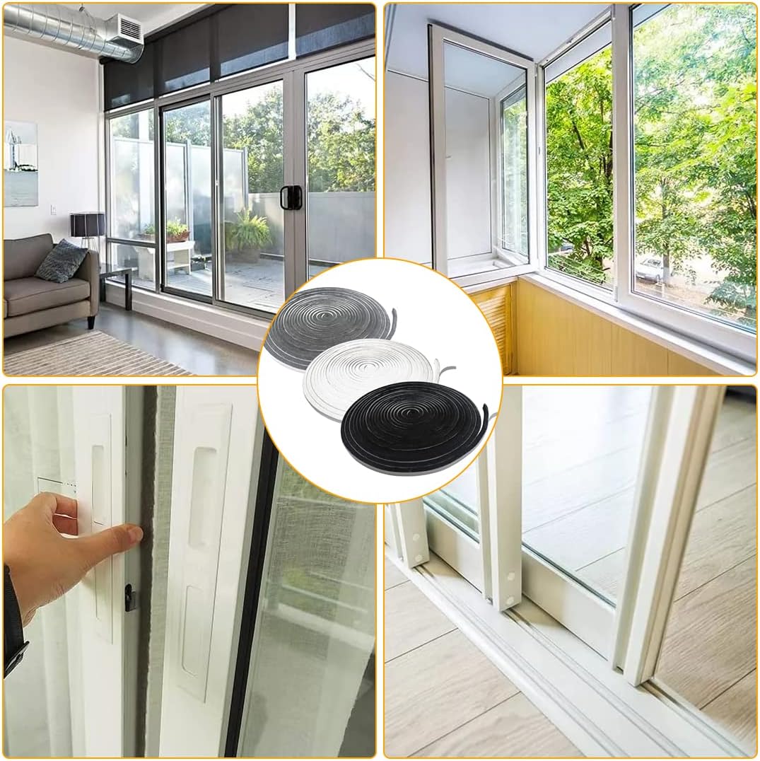 39.4FT Brush Weather Stripping, Neat Pile Self Adhesive Seal Strip for Windows and Door