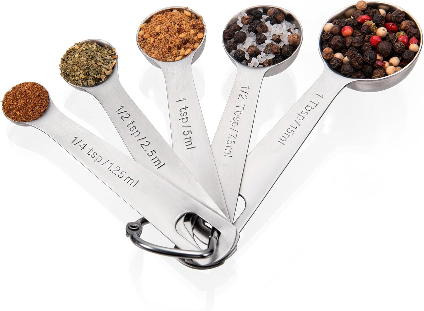 Doosu Measuring Spoons Set of 5-18/8 Stainless Steel Heavy Duty Teaspoons Tablespoons with Engraved