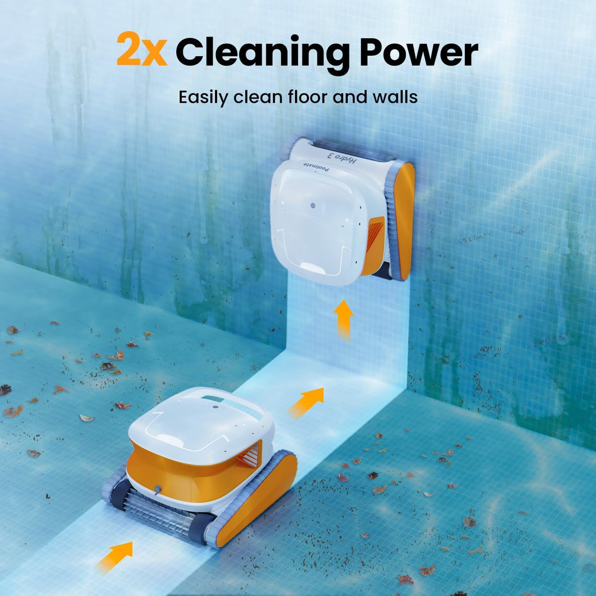 Hydro 3 Cordless Robotic Pool Cleaner, 150W Pool Vacuum with Wall Climbing Function, 200mins