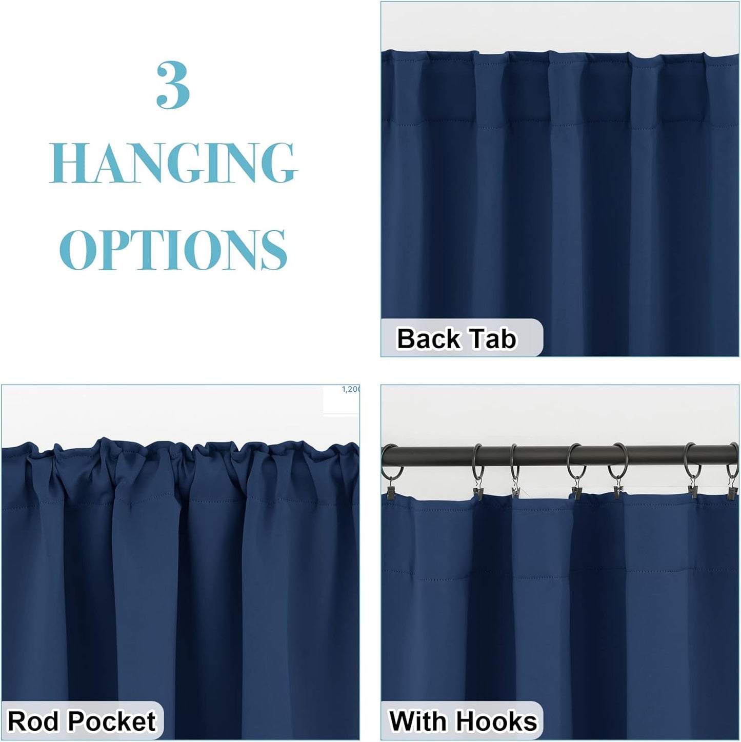 RYB HOME Kitchen Window Curtains - Blackout Privacy Half Window Curtains for Bedroom Bathroom