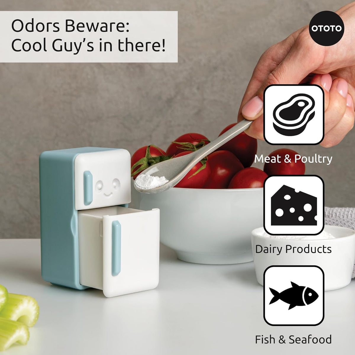 OTOTO Fridge Deodorizer - Refrigerator Deodorizer, Baking Soda Odor Absorber, Cute Kitchen