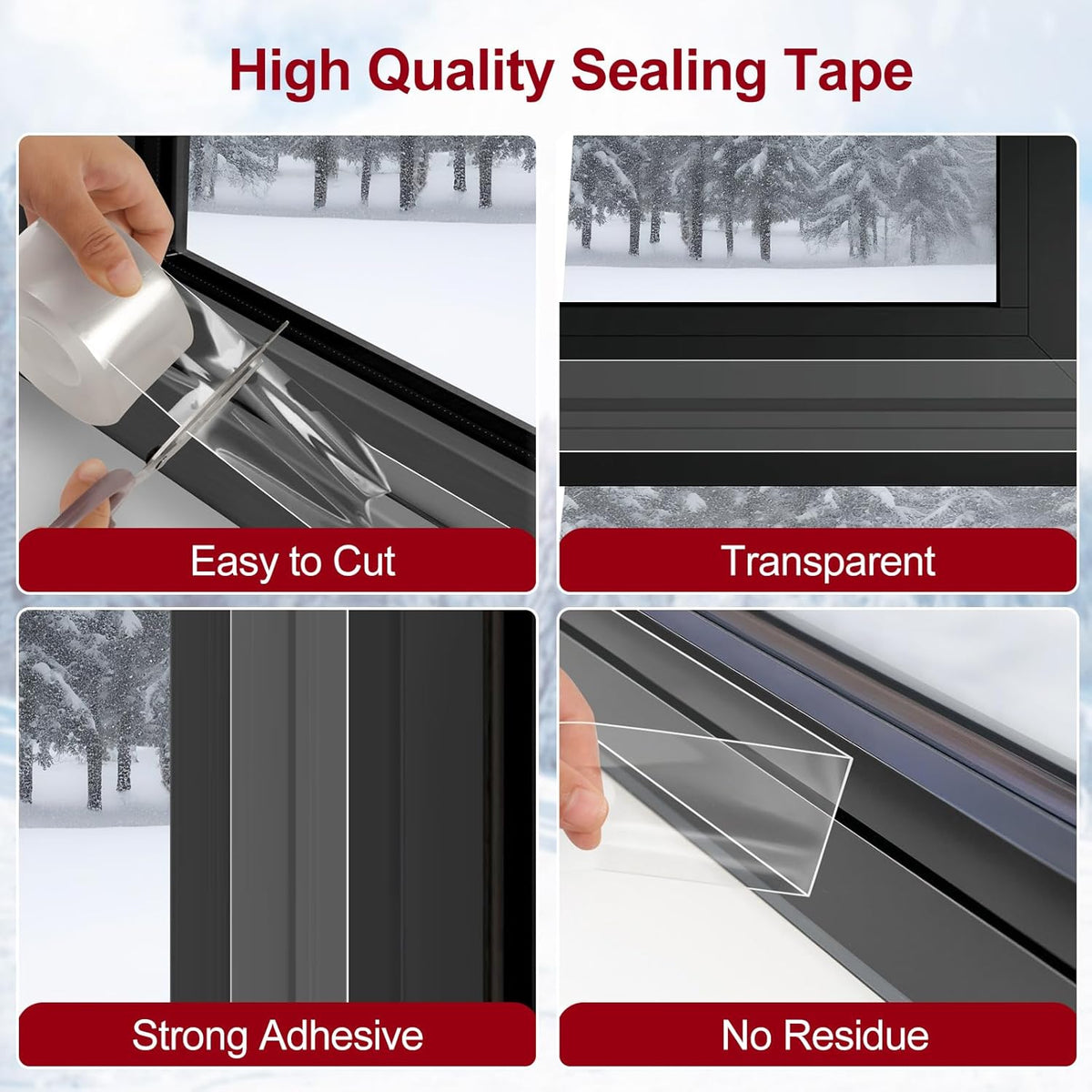 Transparent Window Weather Sealing Tape - 2-Inch x 33 Feet, Airtight Insulation Tape That Blocks