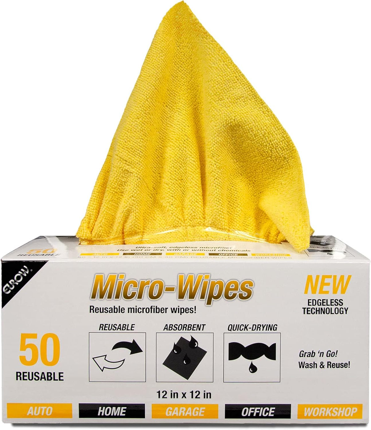 Eurow 200GSM Microfiber Cleaning and Drying Cloths with Dispenser Box, Reusable, Streak-Free