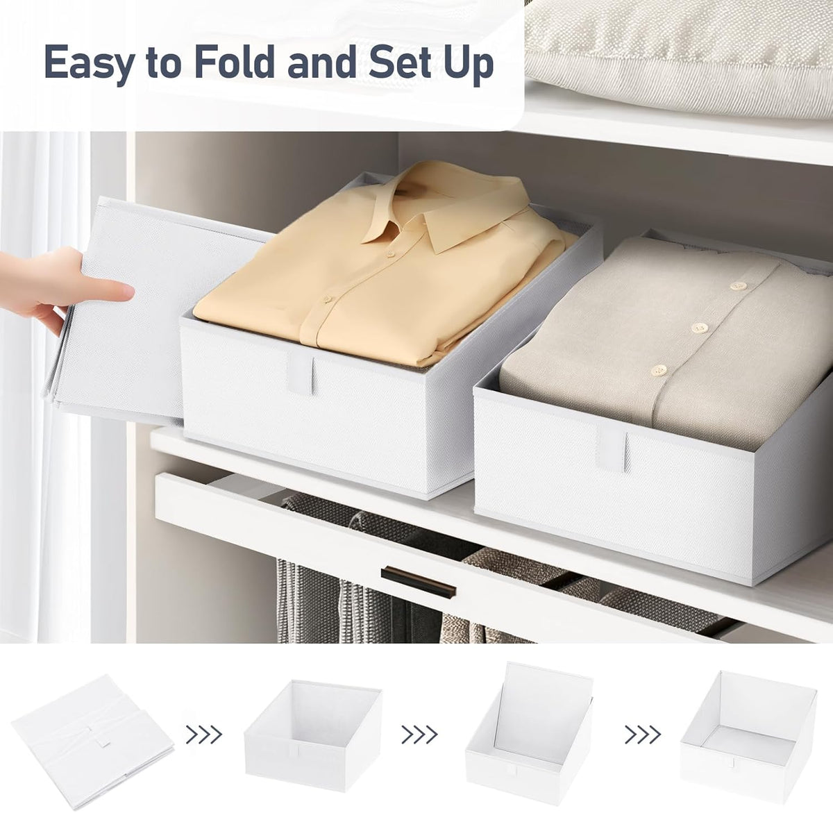 DIMJ Closet Storage Bins 6 Pack - Fabric Trapezoid Organizer Bin, Foldable Storage Baskets for